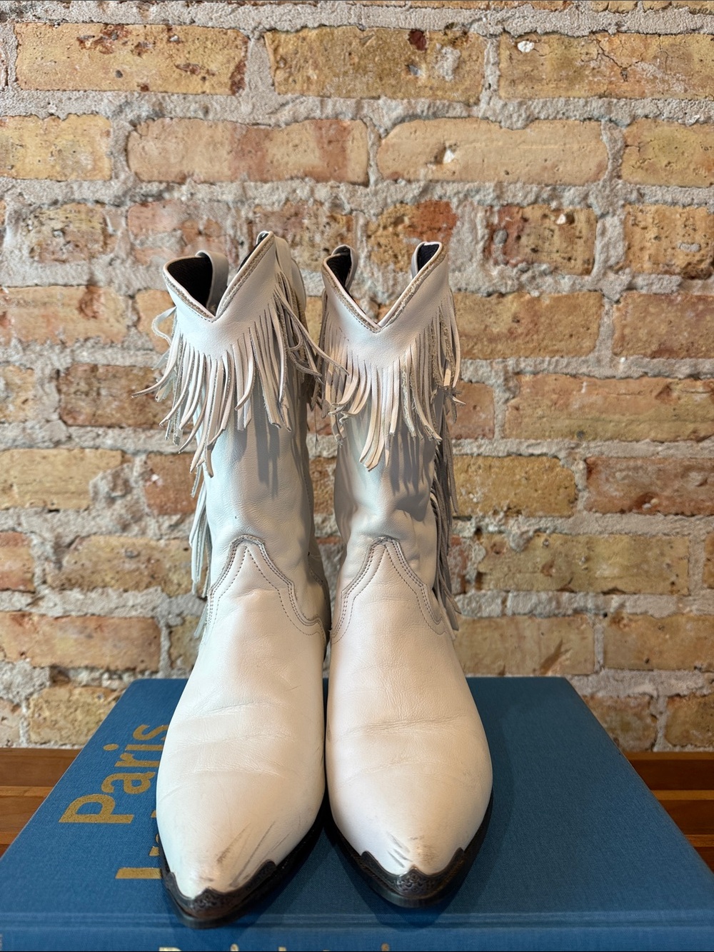 VTG ACME Fringe Cowboy boots white 8 - Picture 3 of 11